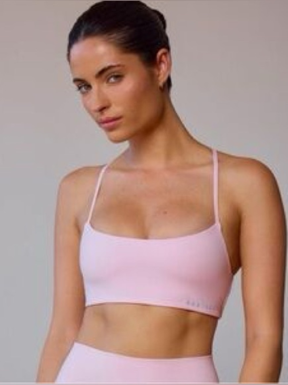 Bo+Tee Light Pink Strappy Sports Bra Light Support Small NWOT